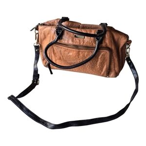 Kate Spade Satchel Handbag Women Brown Pebbled Leather Top Handle Detach Strap
